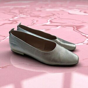 FRANCO SARTO Silver Leather Dress Flats Size 9